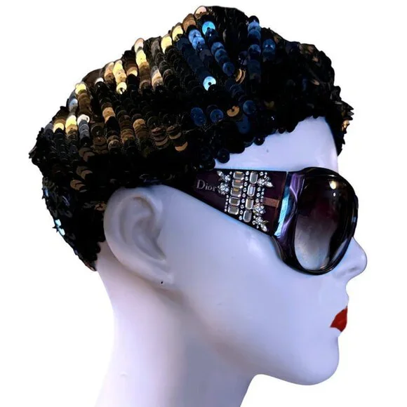 CHRISTIAN DIOR Limited Edition 609-J8 Purple Sun Crystal Silver Gems SUNGLASSES - Picture 4 of 13